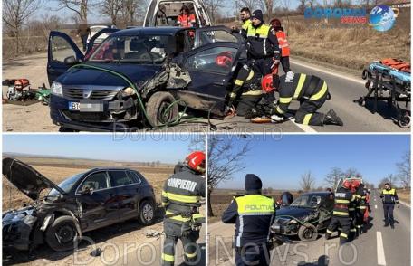 Trei persoane au ajuns la spital în urma unui accident la ieșirea din Dorohoi. Unul dintre șoferi a fost descarcerat de pompieri