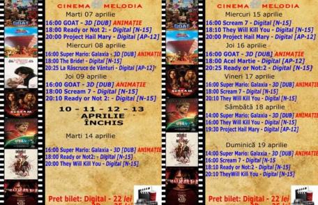 Vezi ce filme vor rula la Cinema „MELODIA” Dorohoi, în perioada 7 – 19 aprilie – FOTO