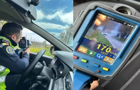 Viteză surprinsă de aparatul radar de la peste un kilometru distanță. Conducătorul auto rula cu 170 km/h în localitate