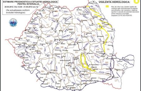 Atenţie! Cod Galben de inundaţii pe unii afluenţi ai Jijiei