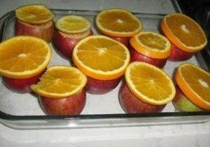 Mere coapte cu nucă și portocale