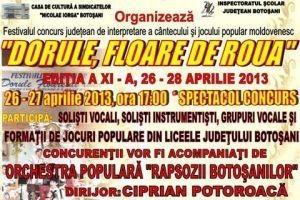 Festivalul Concurs „Dorule, floare de rouă” s-a încheiat. Vezi lista câștigătorilor!