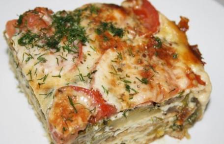 Budincă de vinete cu dovlecei