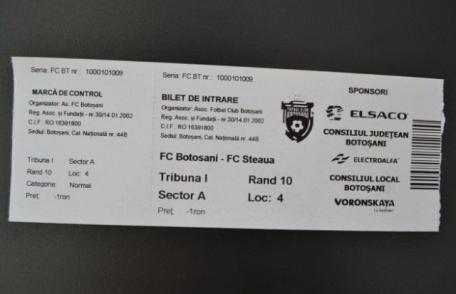 S-au pus în vânzare biletele pentru meciul FC Botoșani – Steaua București