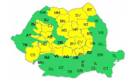 COD GALBEN de ninsoare şi viscol în Botoșani și alte 25 de judeţe