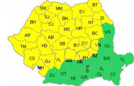 Avertizare cod galben de furtuni puternice. Vezi zonele afectate