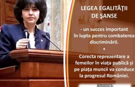 Senatorul PSD Doina Federovici: „Noi reglementari privind egalitatea de șanse și de tratament între femei și bărbați”