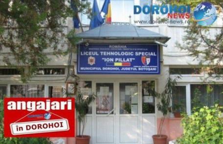 Anunț angajare pentru patru posturi la Liceul Tehnologic Special „Ion Pillat” Dorohoi. Află detalii!