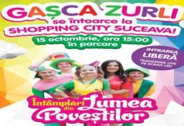 GAȘCA ZURLI va susține spectacolul „Întâmplări din lumea poveştilor” în parcarea Shopping City Suceava