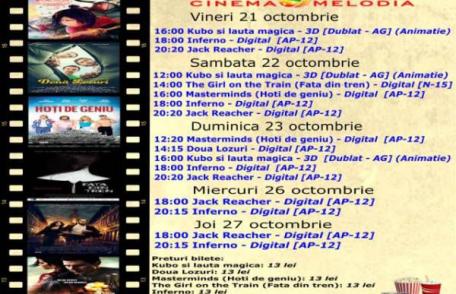 Vezi ce filme vor rula la Cinema „MELODIA” Dorohoi, în săptămâna 21 – 27 octombrie