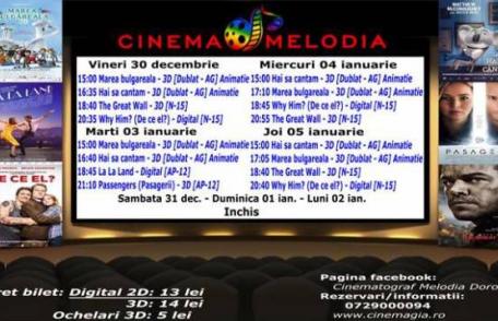 Vezi ce filme vor rula la Cinema „MELODIA” Dorohoi, în săptămâna 29 decembrie – 4 ianuarie - FOTO