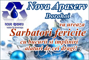 Nova ApaServ: „Mulțumim dorohoienilor pentru înțelegerea acordată în 2016. Un An Nou Fericit și La Mulți Ani!”