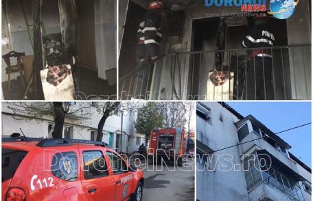 Panică într-un bloc de pe Aleea Prieteniei din Dorohoi! Incendiu izbucnit într-un apartament de la etajul patru - FOTO