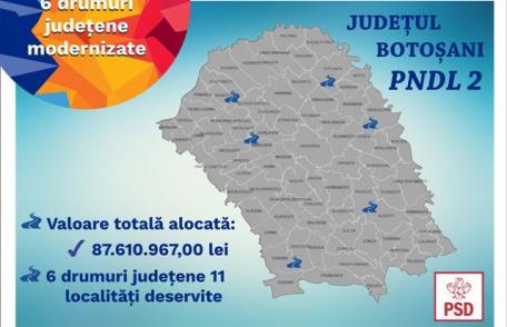 PSD Botoșani „72 milioane euro pentru modernizarea drumurilor județene și locale și construcția de poduri și podețe în 56 de localități din județ”