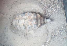Grenadă găsită în balastul întins recent pe un drum comunal din județul Botoșani - FOTO