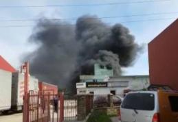 Flăcări uriașe la o fabrică din Dorohoi