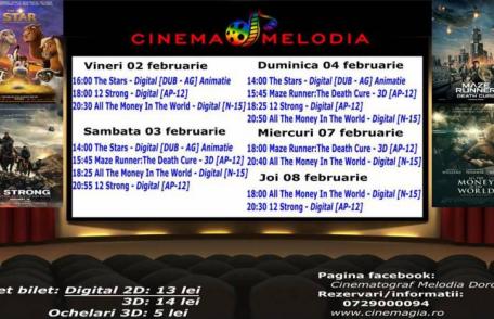 Vezi ce filme vor rula la Cinema „MELODIA” Dorohoi, în săptămâna 2 – 8 februarie – FOTO
