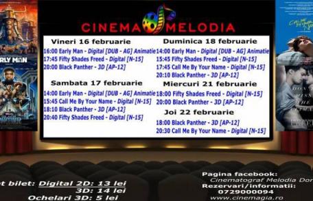 Vezi ce filme vor rula la Cinema „MELODIA” Dorohoi, în săptămâna 16 – 22 februarie – FOTO