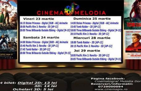 Vezi ce filme vor rula la Cinema „MELODIA” Dorohoi, în săptămâna 23 - 29 martie – FOTO