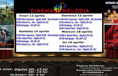 Vezi ce filme vor rula la Cinema „MELODIA” Dorohoi, în săptămâna 13 – 19 aprilie – FOTO