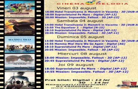 Vezi ce filme vor rula la Cinema „MELODIA” Dorohoi, în săptămâna 3 - 9 august – FOTO