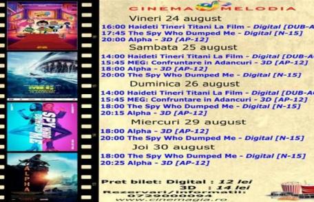 Vezi ce filme vor rula la Cinema „MELODIA” Dorohoi, în săptămâna 24 - 30 august – FOTO