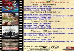 Vezi ce filme vor rula la Cinema „MELODIA” Dorohoi, în săptămâna 23 – 29 noiembrie – FOTO