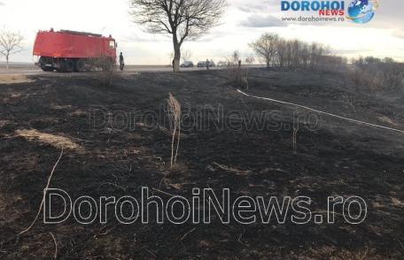 Circulație blocată pe drumul național 29B Dorohoi - Botoșani din cauza incendiilor de vegetație - FOTO