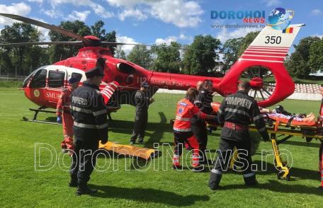 Femeie preluată de urgență de elicopterul SMURD de la Dorohoi după ce a suferit un infarct - FOTO