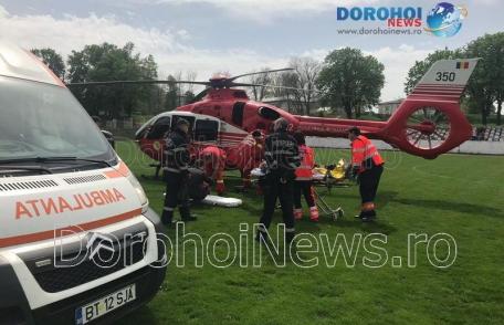 Bărbat cu traumatism la cap preluat de urgență de elicopterul SMURD de la Dorohoi 