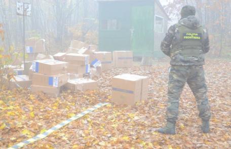 Focuri de armă la Dersca! Captură uriașă de țigări de contrabandă a Polițiștilor de Frontieră dorohoieni - FOTO