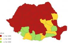 Aproape toată țara este roșie. Botoșaniul se află printre județele cu cele mai multe cazuri noi de Covid-19
