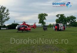 Bărbat din comuna Suharău preluat de elicopterul SMURD de la Dorohoi