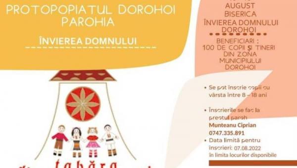 Invităm copiii creștini din Dorohoi în „Tabăra din Pridvorul Satului” (16-18 august 2022)