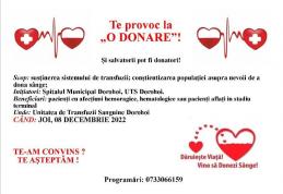 UTS Dorohoi, campania „Te provoc la o donare!”: De sărbători, să donăm o picătură de viață!