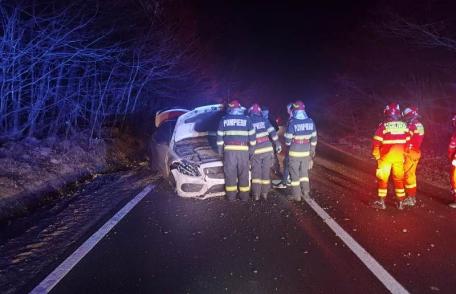 Mașină avariată între localitățile Horlăceni și Vârfu Câmpului din cauza unei căprioare
