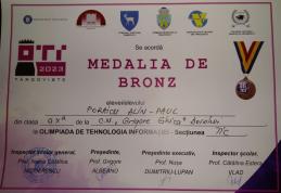 Medalie de bronz obținută de un elev al Colegiului Național „Grigore Ghica” Dorohoi la etapa națională a Olimpiadei de Tehnologia Informației