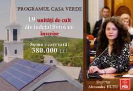 Alexandra Huțu: „19 unități de cult din 16 localități din județul Botoșani s-au înscris în programul Casa Verde Fotovoltaice”