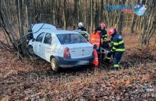 Accident în pădurea Gorovei! O femeie a ajuns la spital după ce a pierdut controlul volanului și s-a izbit într-un copac - FOTO