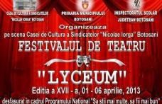 Festivalul concurs de teatru „Lyceum” ediția a XVII-a 2013. Vezi detalii festival!