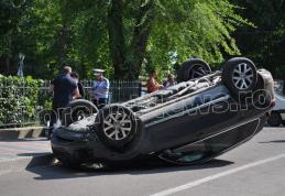 Accident spectaculos produs pe strada Vasile Alecsandri din Dorohoi - FOTO
