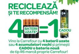 Carrefour lansează un program de colectare a bateriilor uzate cu recompense pentru consumatori