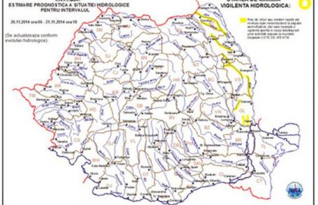 Cod galben de inundaţii, joi şi vineri, pe râuri din Botoşani, Iaşi, Vaslui, Bacău şi Galaţi