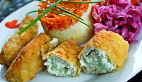 Piept de pui umplut cu cremă de brânză