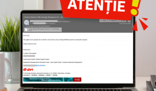 Eon email de tip phishing