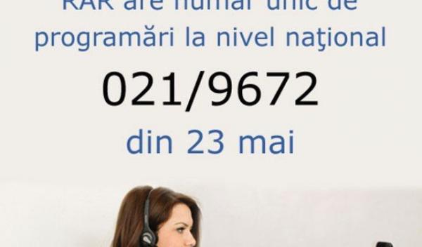 Număr unic pentru programările la RAR