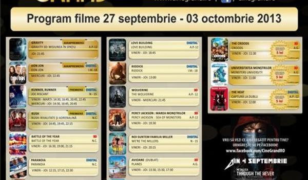 Program Cine Grand 27 sept - 03 oct 2013